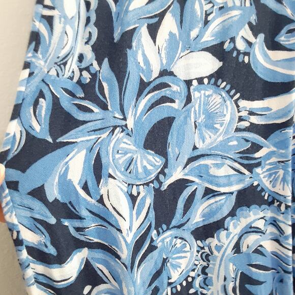 Lilly Pulitzer Avery Crop Pants High Tide You're The Zest Blue Floral Palazzo 4 - Picture 5 of 11
